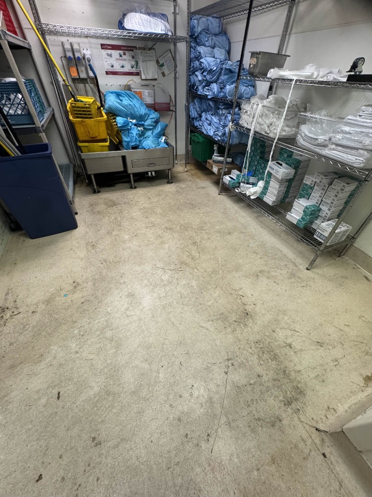 Barak Group crew supply room with cleaning equipment and PPE